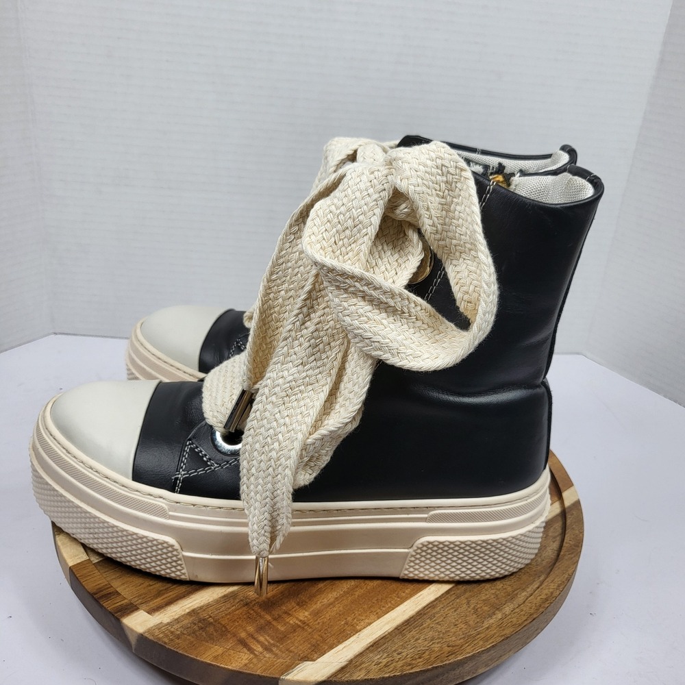 CRISTIANZEROTRE CR03 Sneaker Womens 37 Black Cream Good Italian Leather Platform